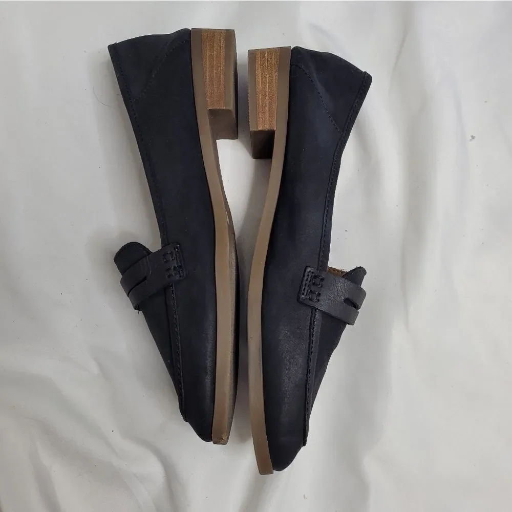 LUCKY BRAND black Caylon penny loafer leather slip on flats round‎ toe 9.5
